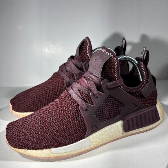 Adidas NMD XR1 Womens Size 8 Running Shoes Knit Sneakers Burgundy Red Boost Walk - Picture 2 of 13